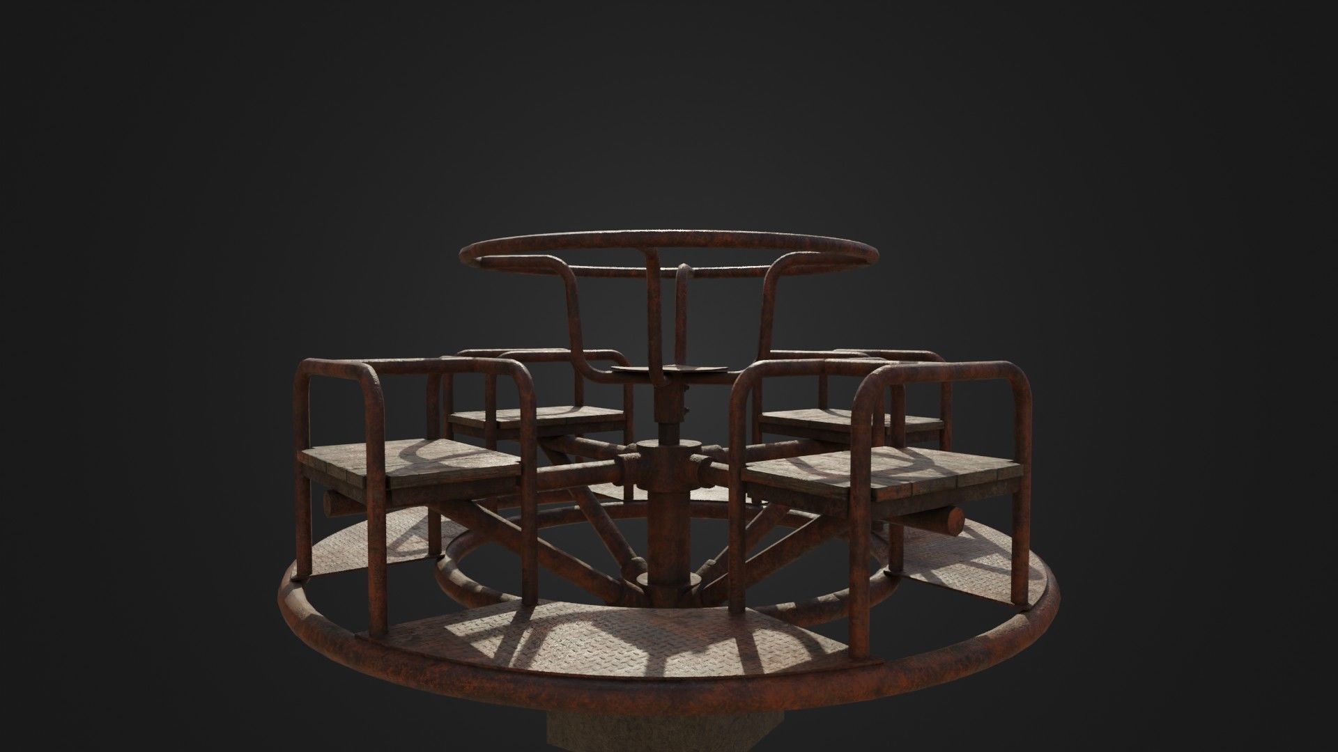 Old Worn Merry Go Round Low-poly 3D model_15