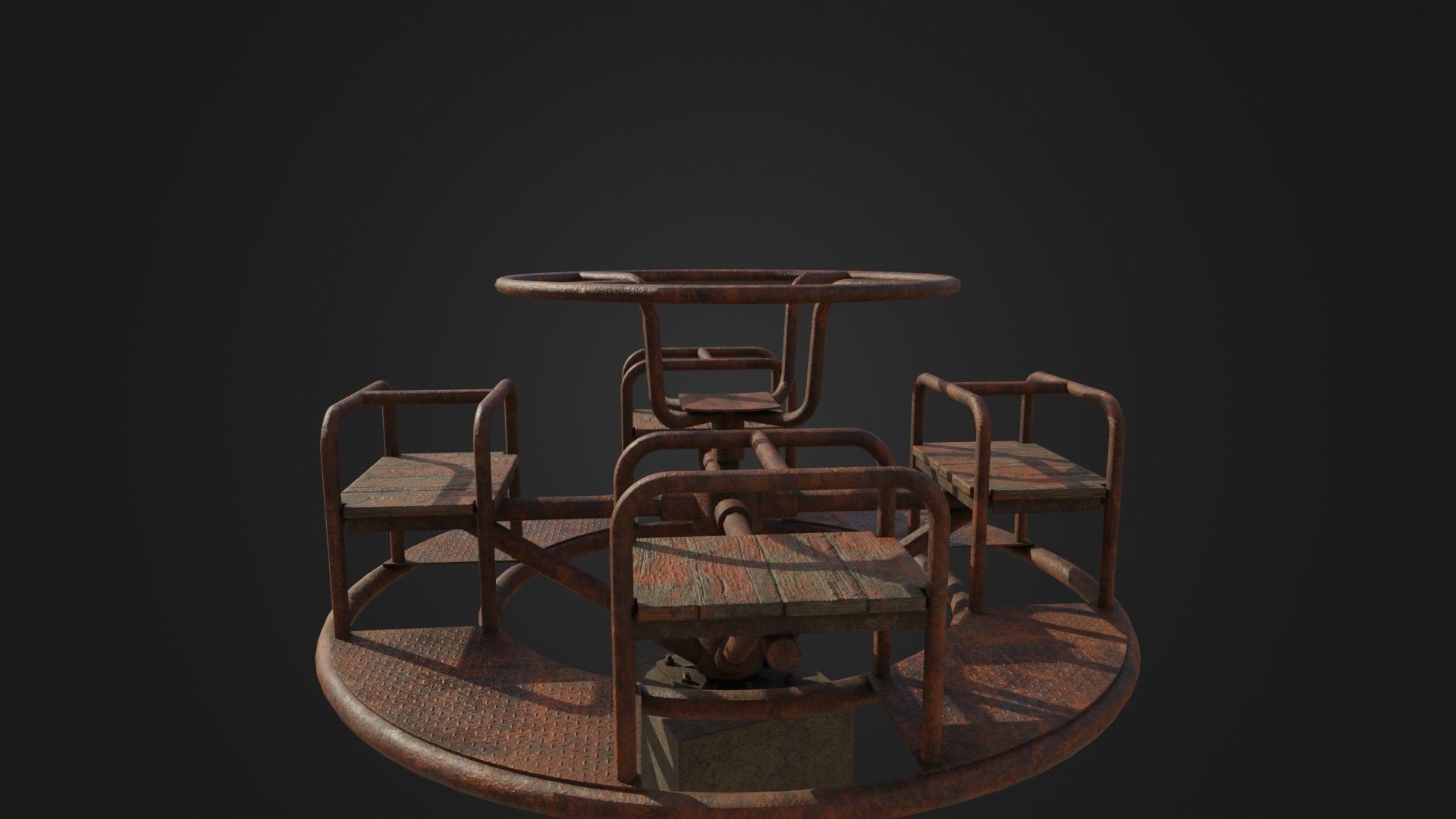 Old Worn Merry Go Round Low-poly 3D model_21