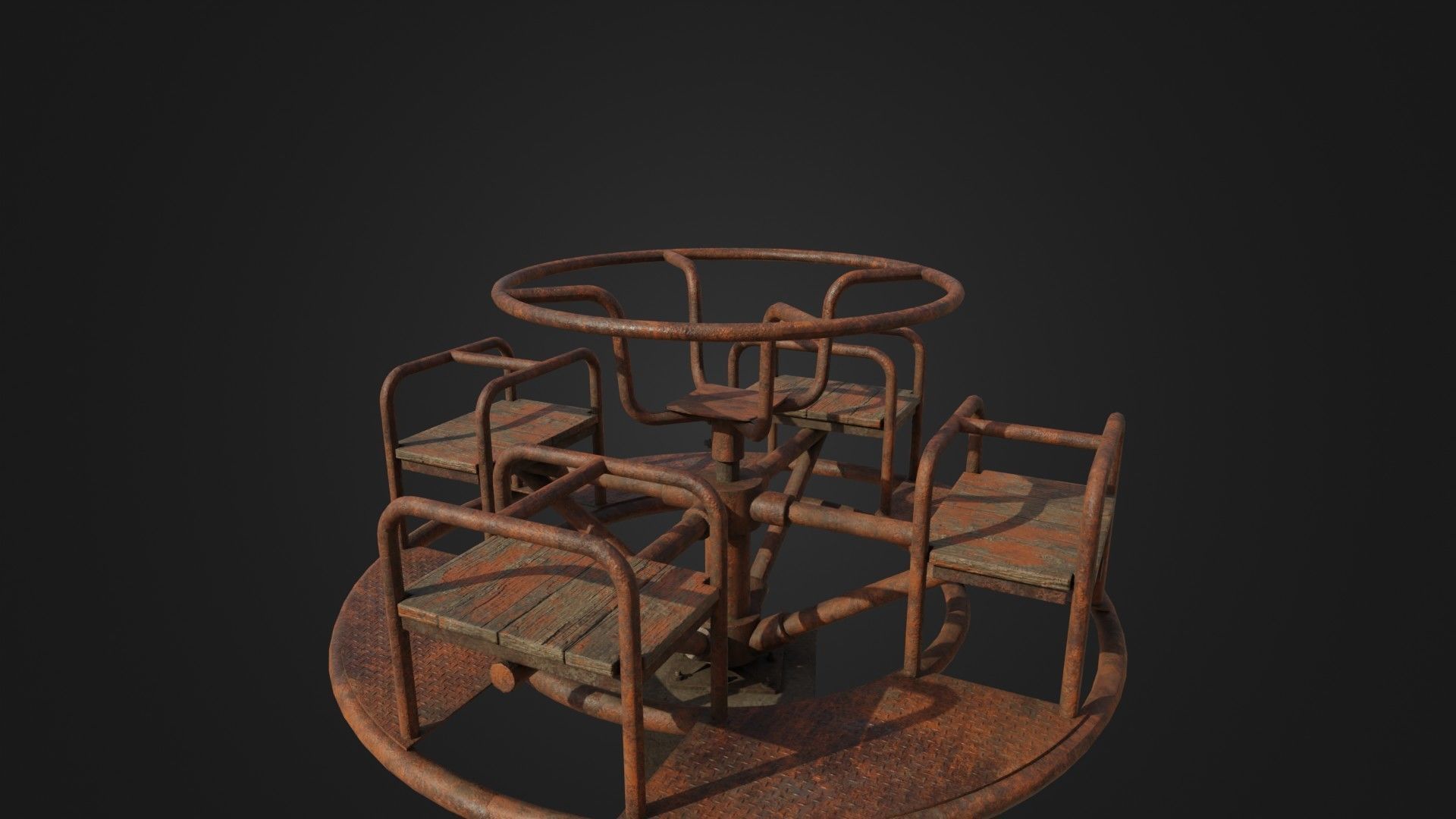 Old Worn Merry Go Round Low-poly 3D model_27