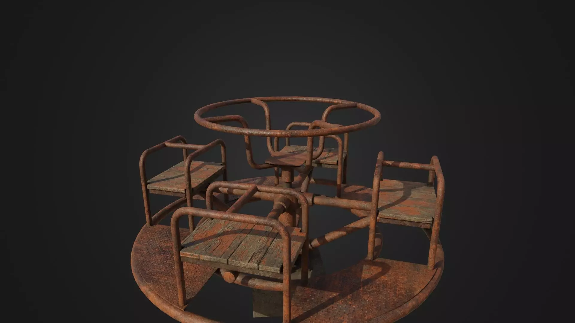 Old Worn Merry Go Round Low-poly 3D model_0