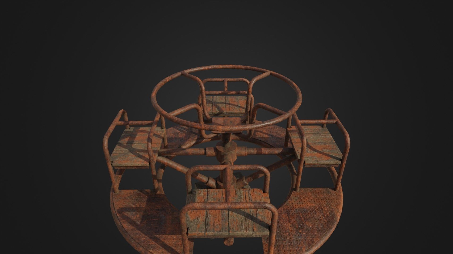 Old Worn Merry Go Round Low-poly 3D model_38