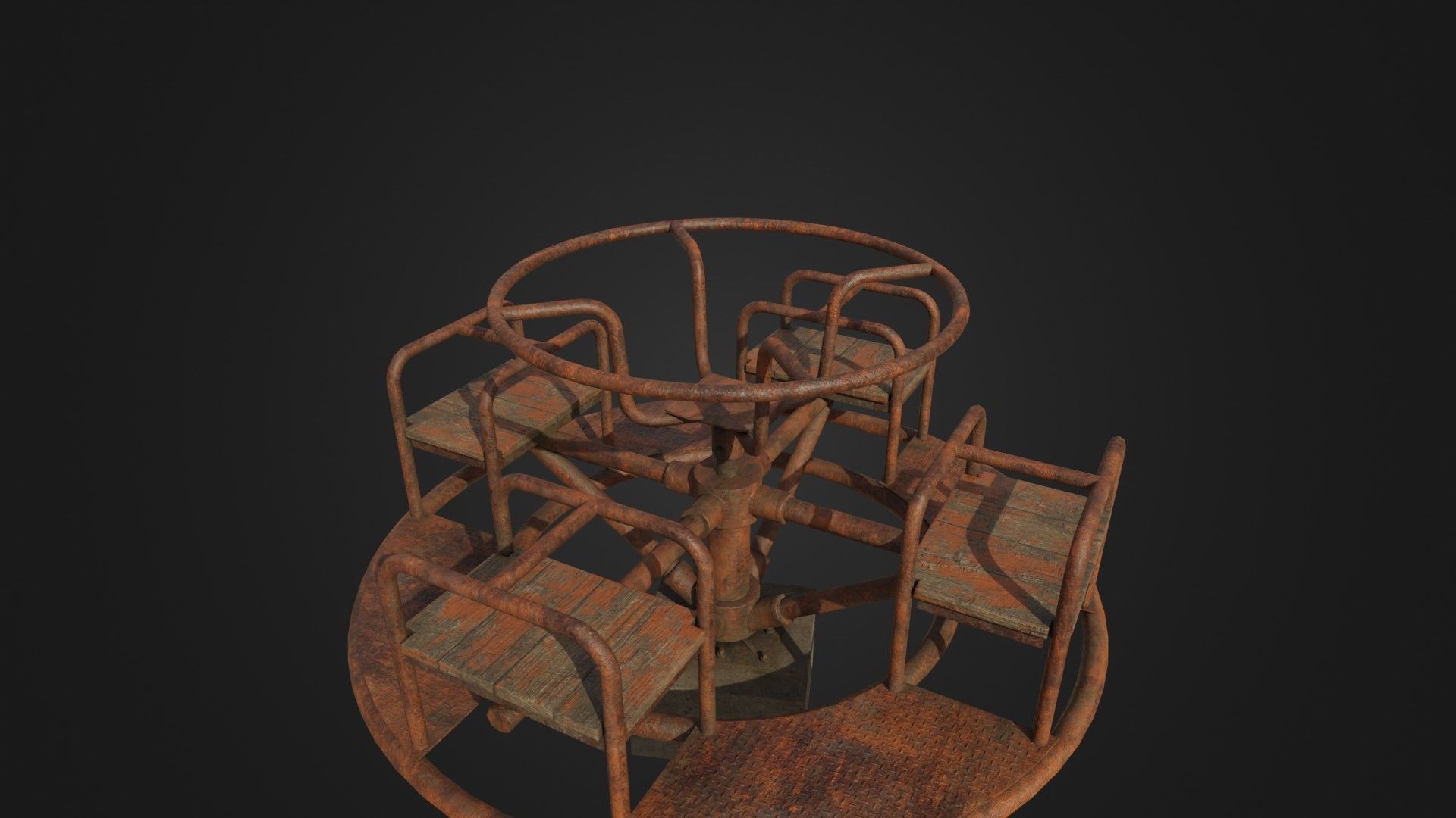Old Worn Merry Go Round Low-poly 3D model_35
