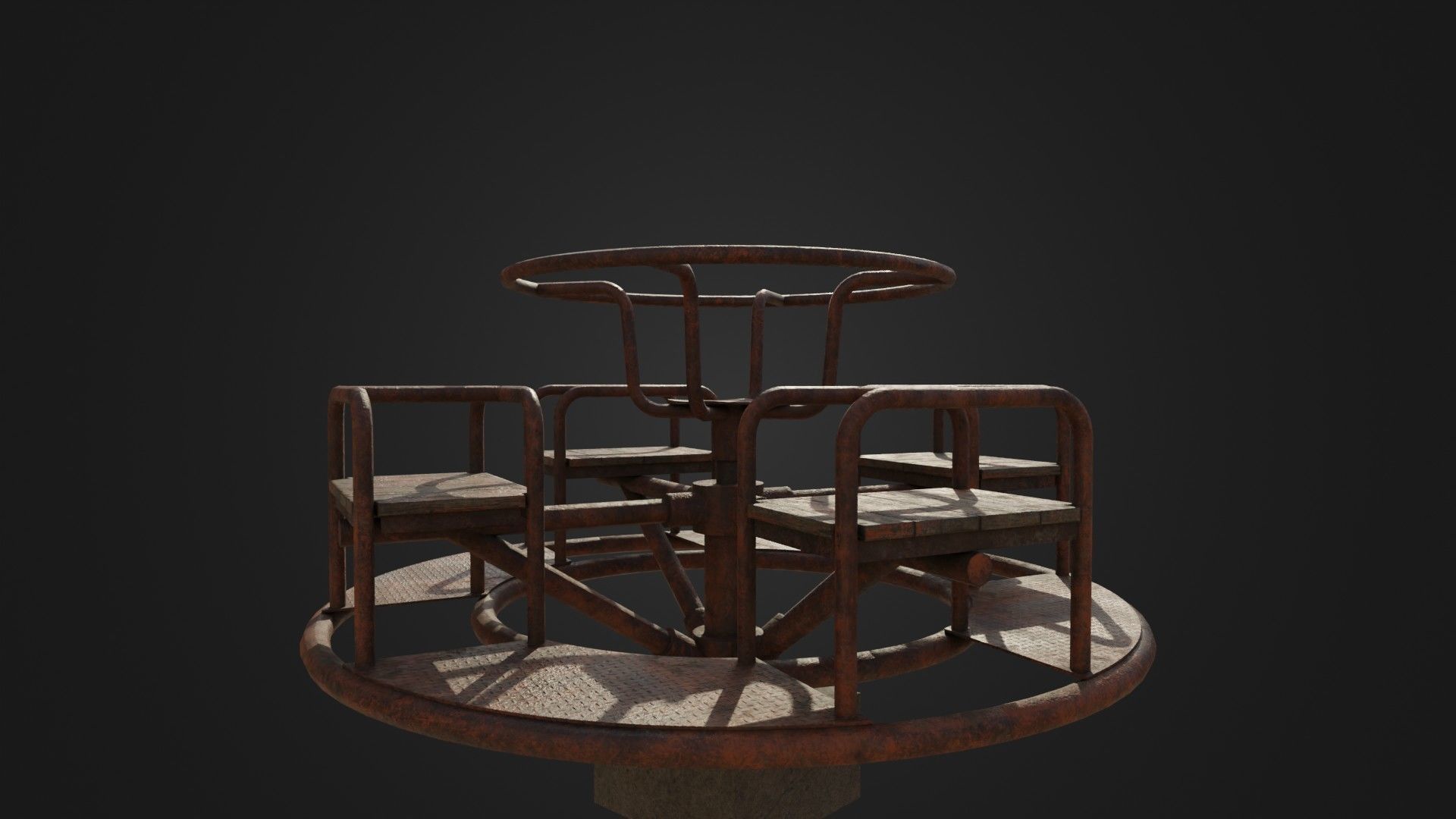Old Worn Merry Go Round Low-poly 3D model_14