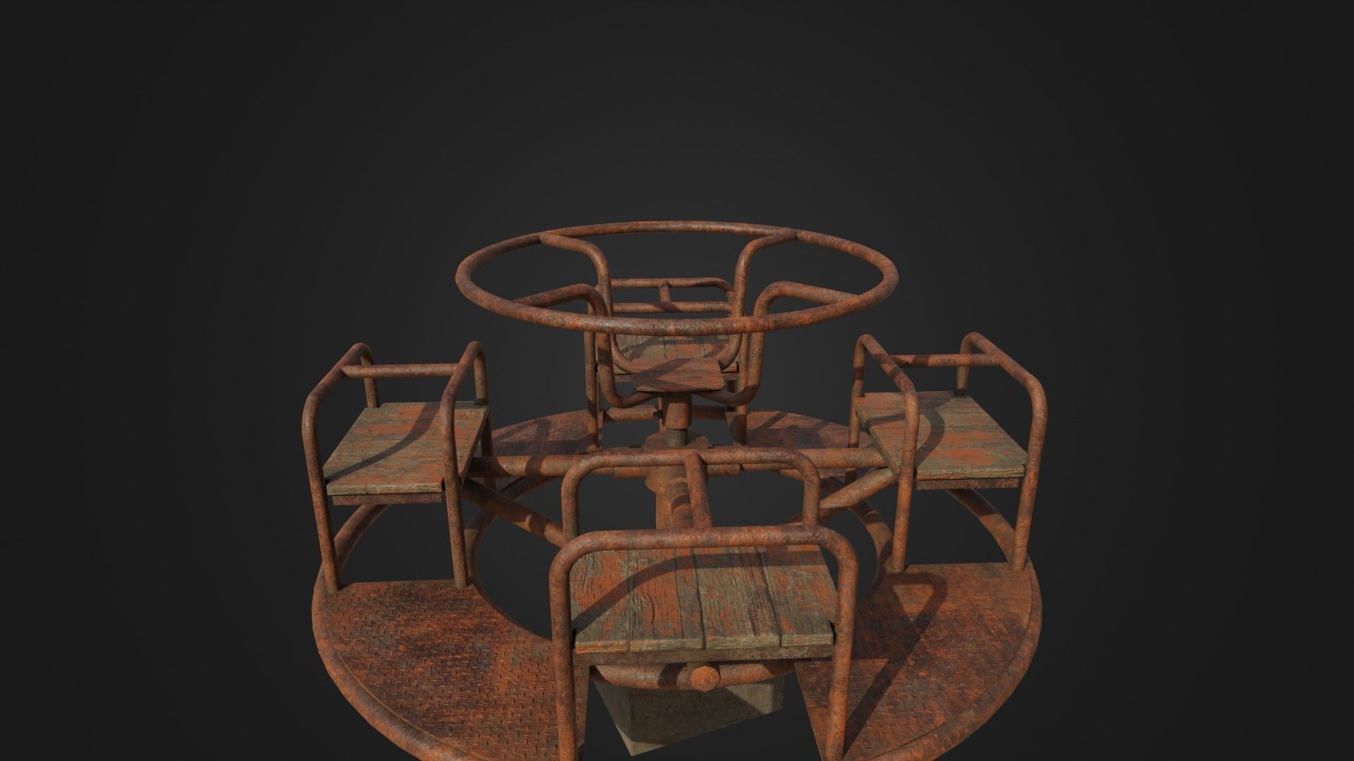 Old Worn Merry Go Round Low-poly 3D model_29