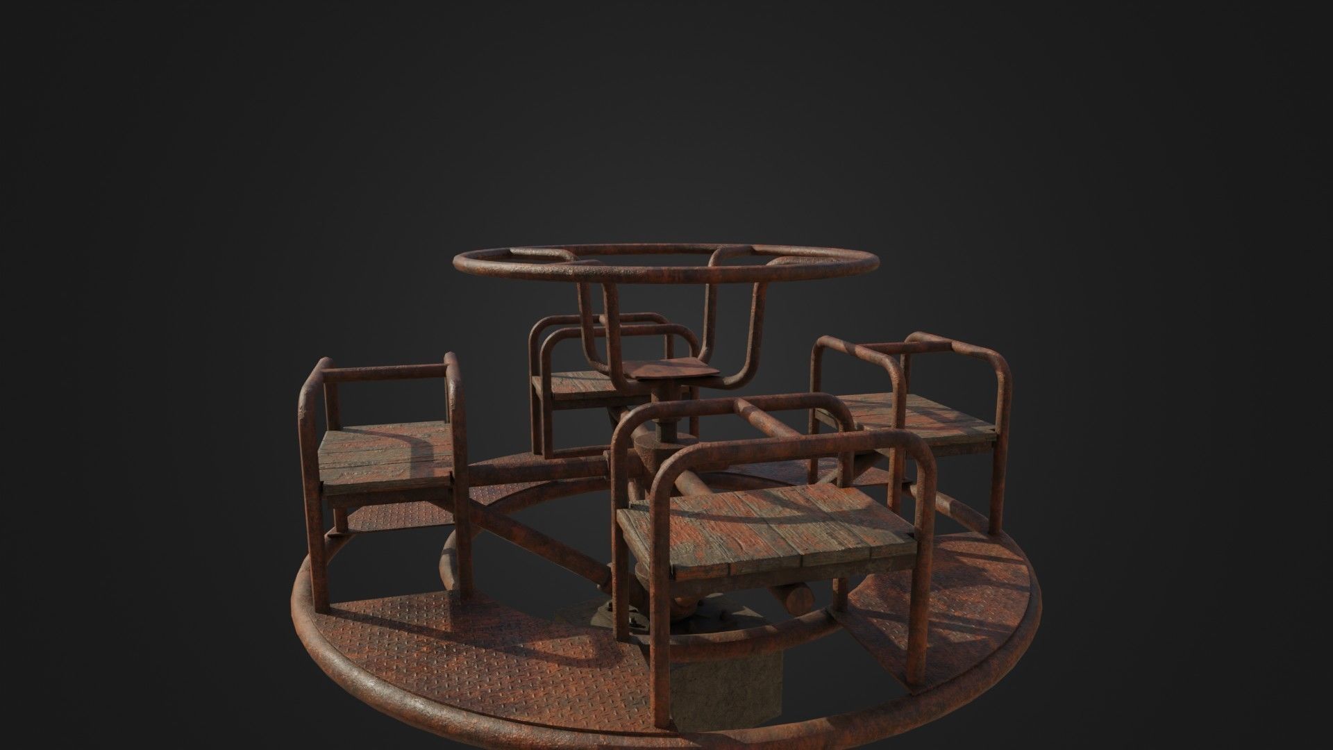 Old Worn Merry Go Round Low-poly 3D model_22