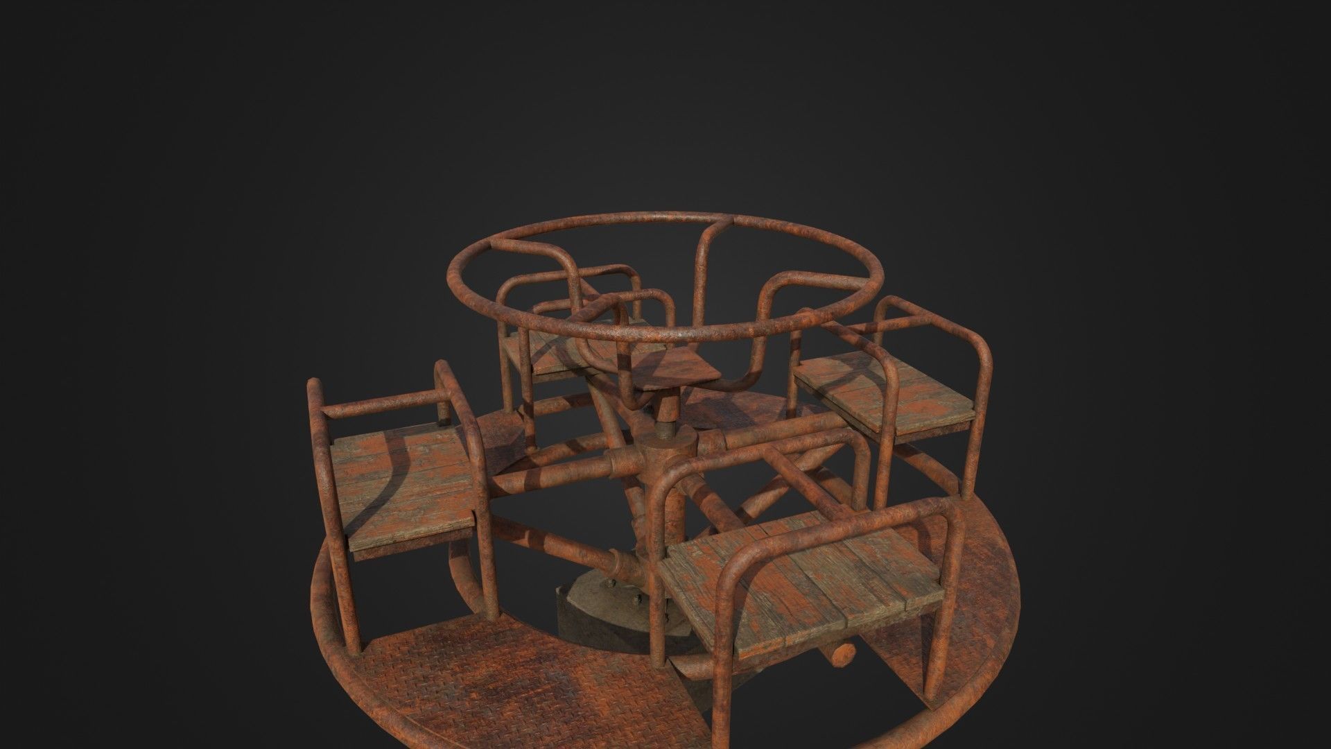 Old Worn Merry Go Round Low-poly 3D model_31