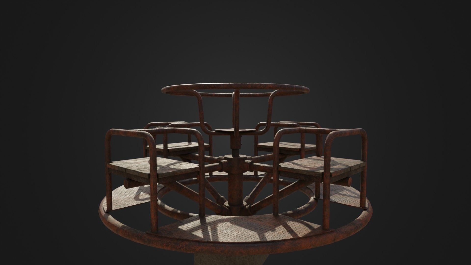Old Worn Merry Go Round Low-poly 3D model_16