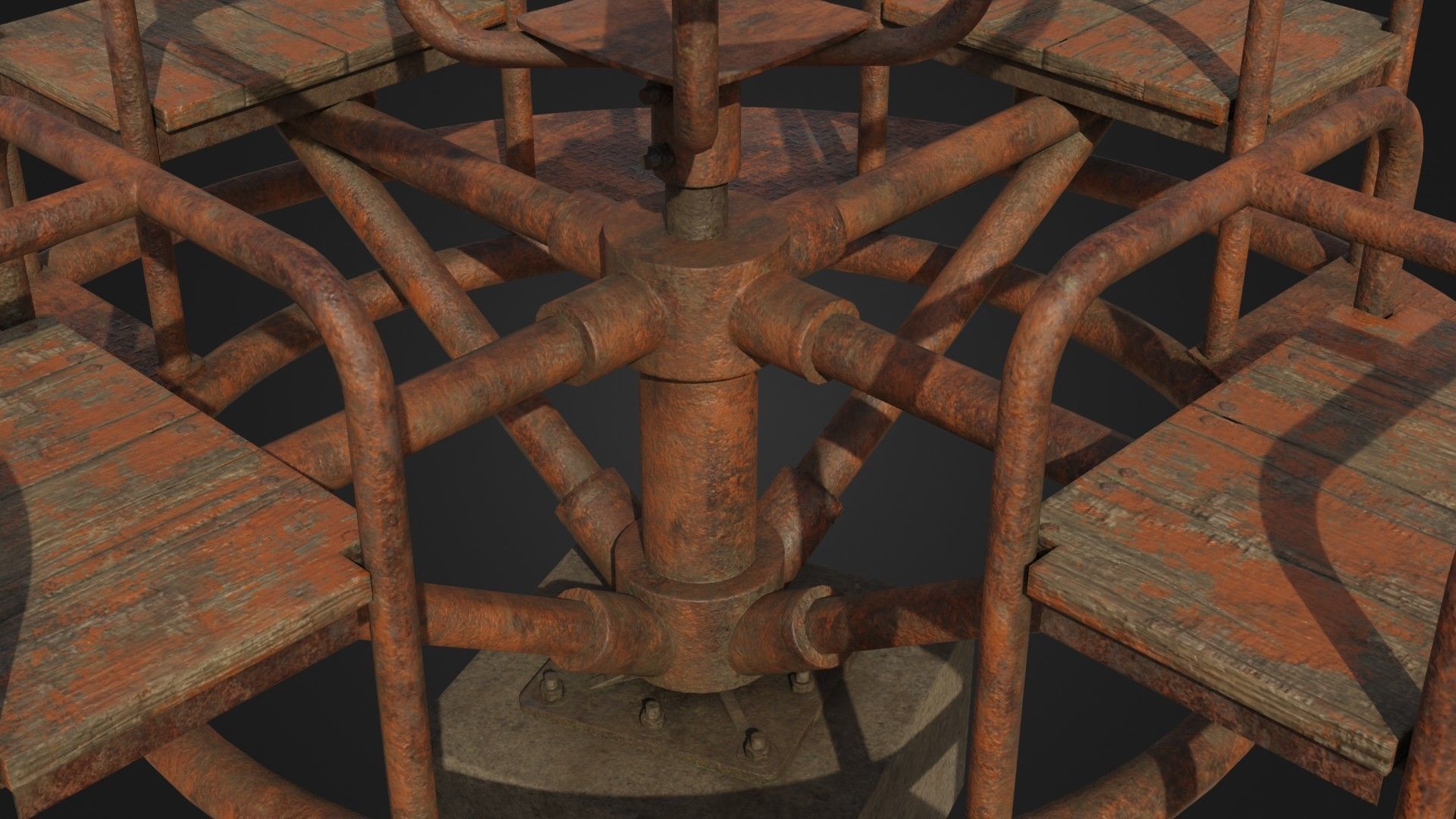 Old Worn Merry Go Round Low-poly 3D model_40