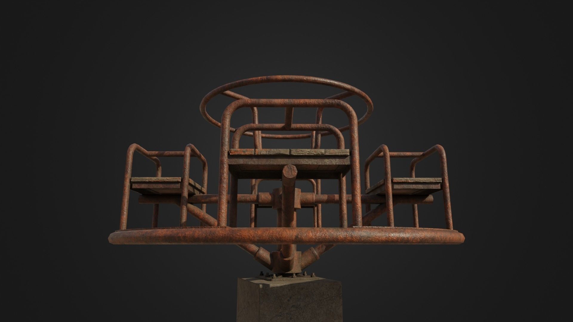 Old Worn Merry Go Round Low-poly 3D model_2