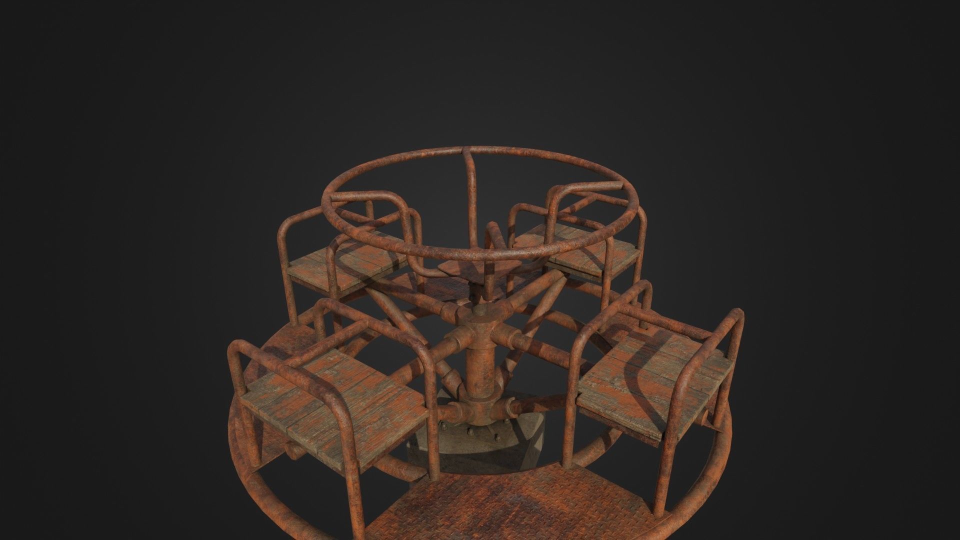 Old Worn Merry Go Round Low-poly 3D model_34