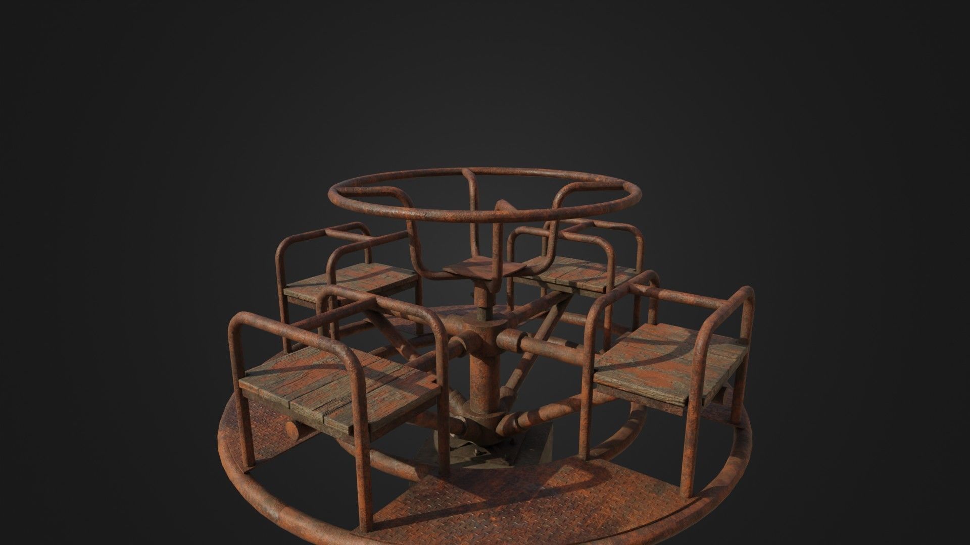 Old Worn Merry Go Round Low-poly 3D model_26