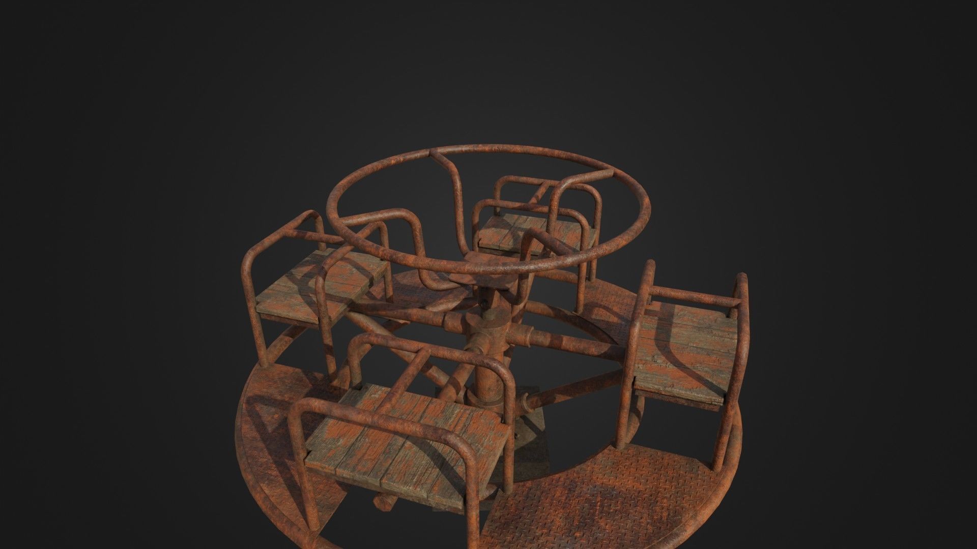 Old Worn Merry Go Round Low-poly 3D model_36