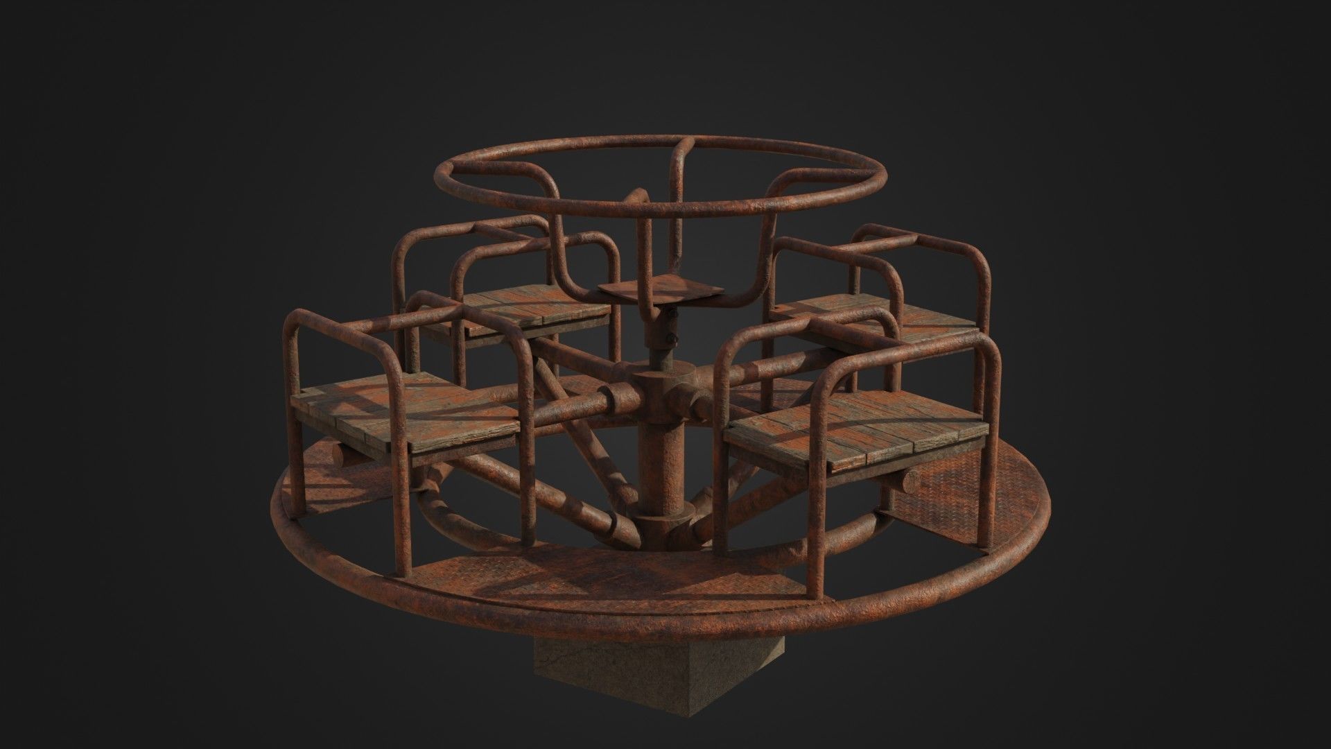 Old Worn Merry Go Round Low-poly 3D model_39