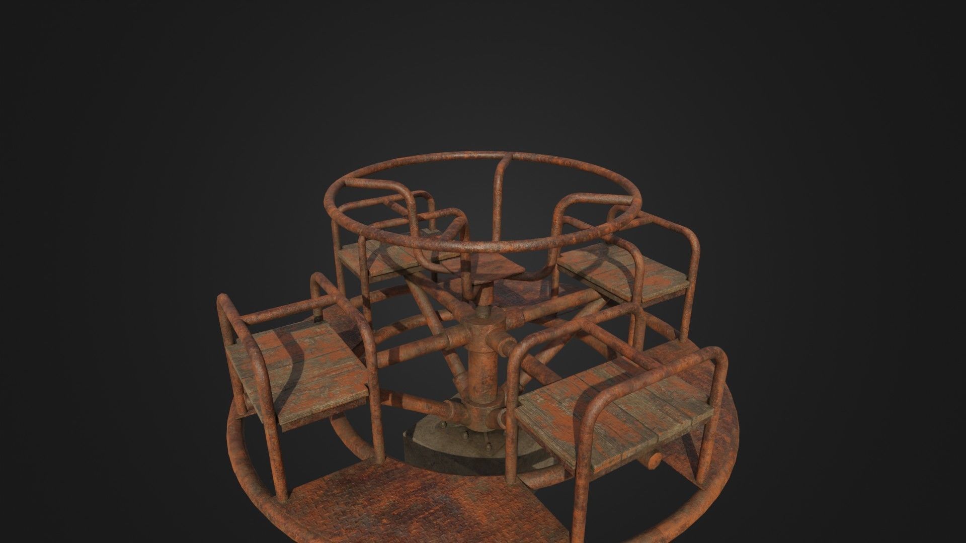 Old Worn Merry Go Round Low-poly 3D model_32