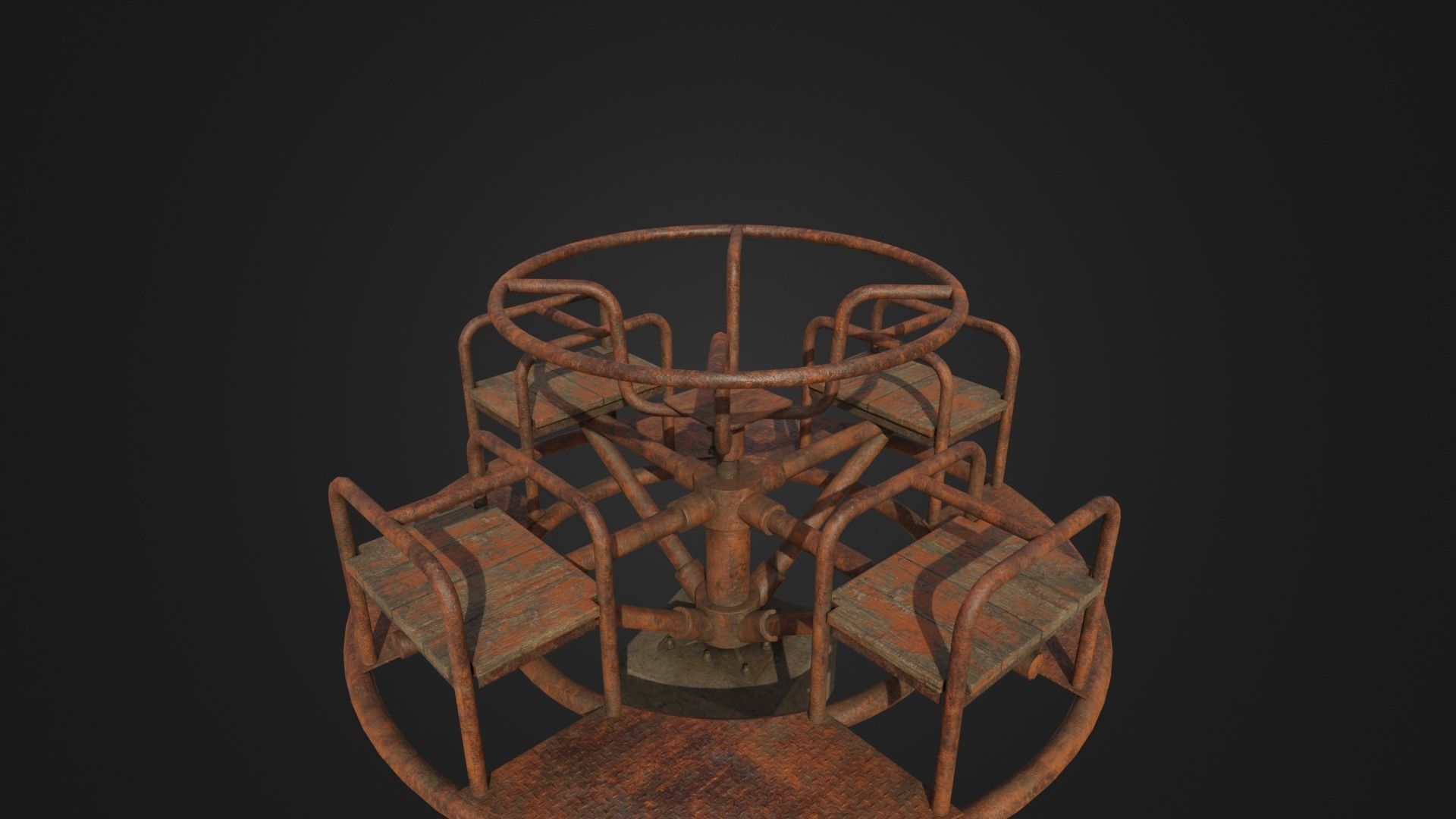 Old Worn Merry Go Round Low-poly 3D model_33