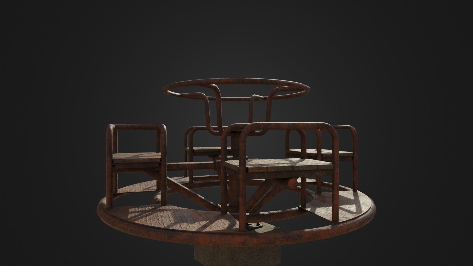 Old Worn Merry Go Round Low-poly 3D model_13