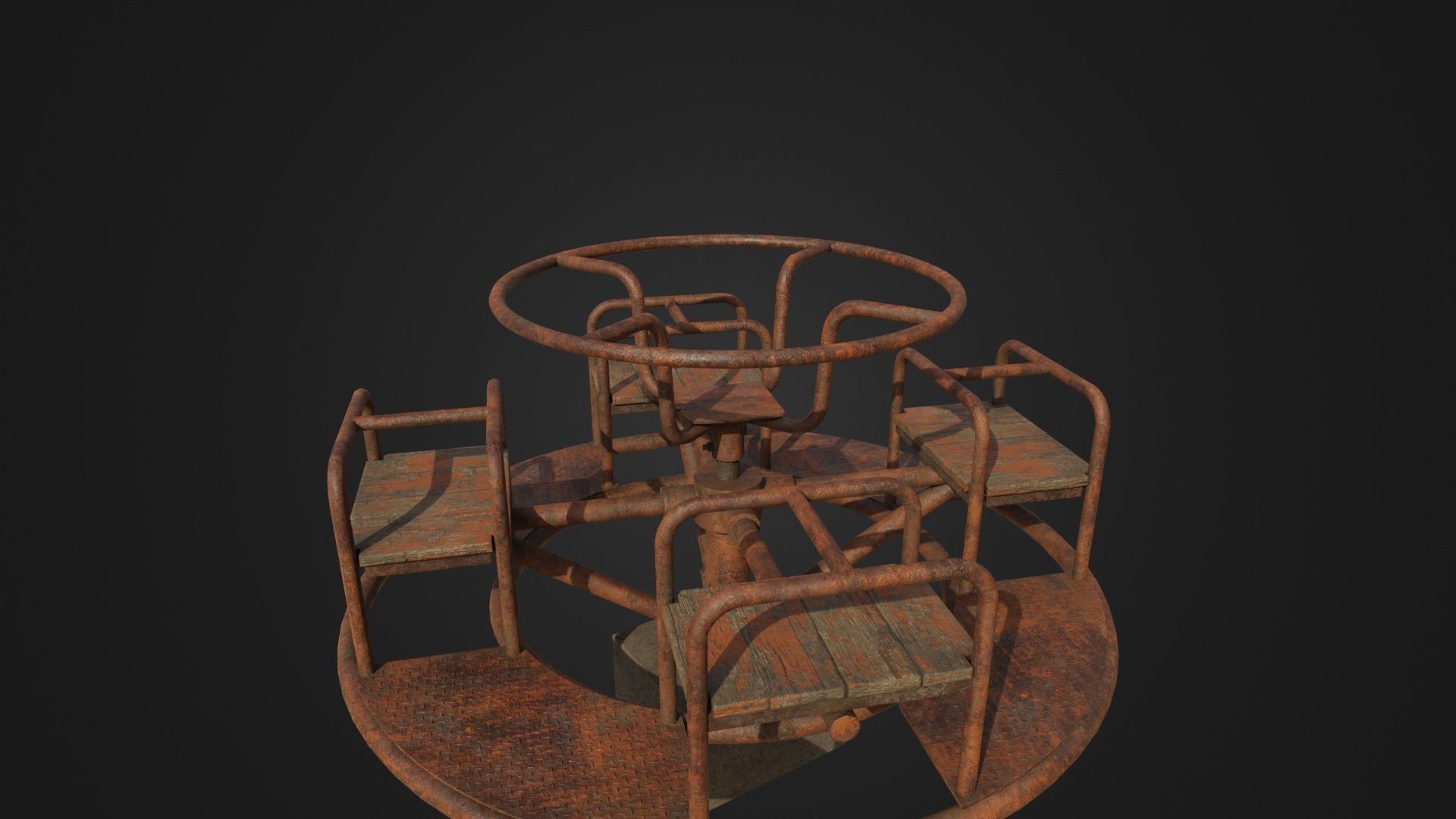 Old Worn Merry Go Round Low-poly 3D model_30