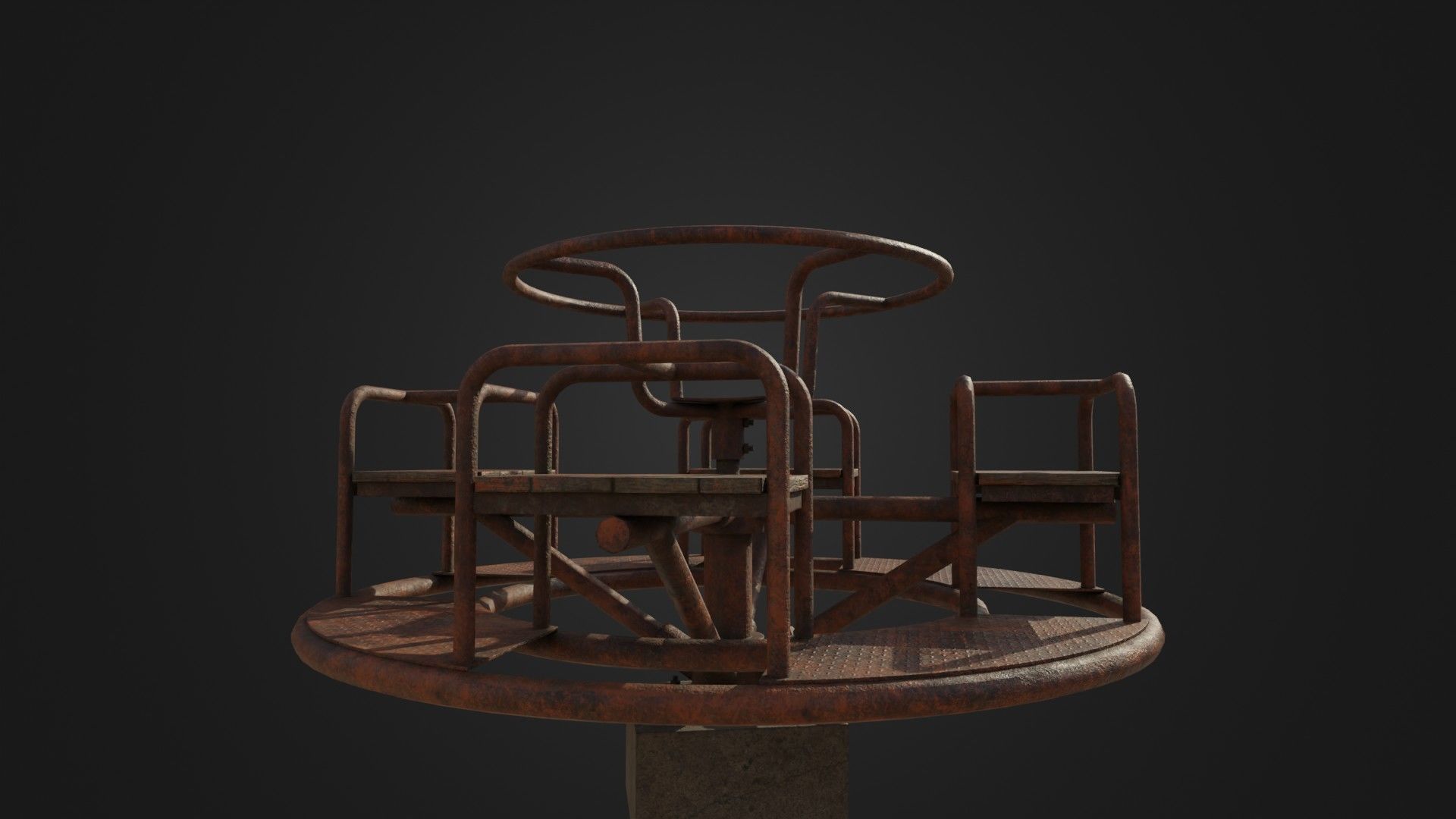 Old Worn Merry Go Round Low-poly 3D model_10
