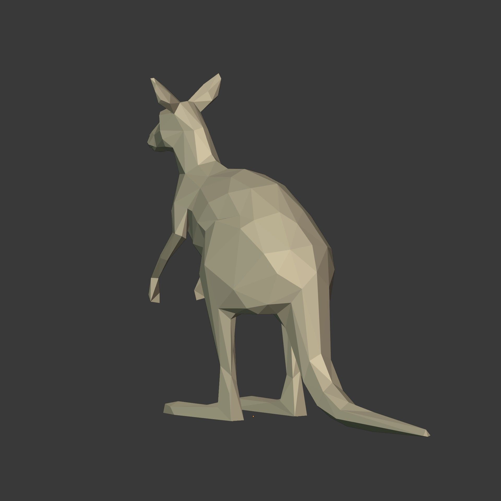 Low Poly Cartoon Kangaroo Low-poly 3D model_7