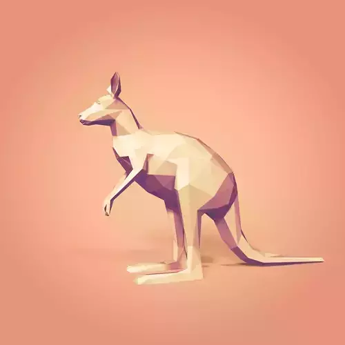 Low Poly Cartoon Kangaroo