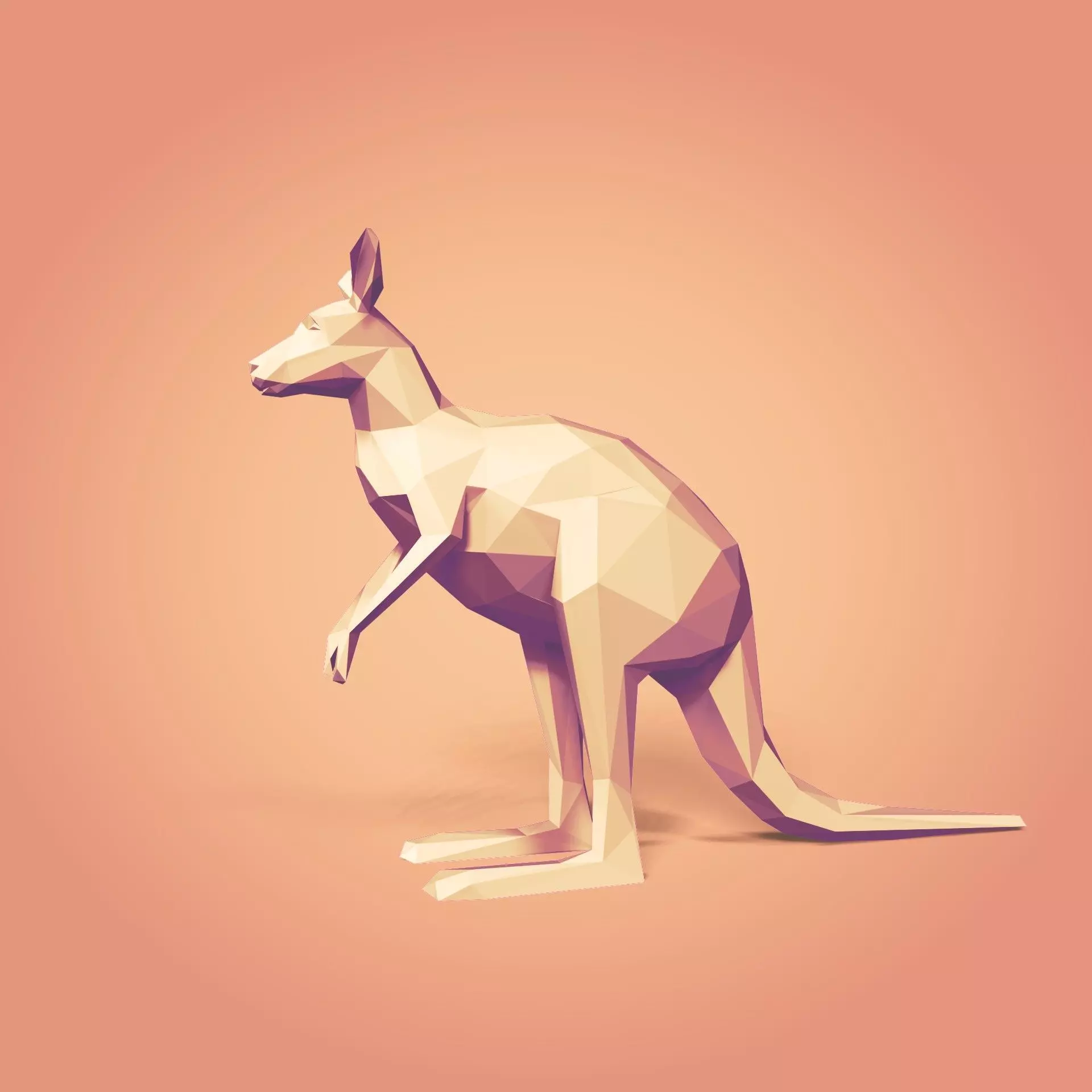 Low Poly Cartoon Kangaroo Low-poly 3D model_0