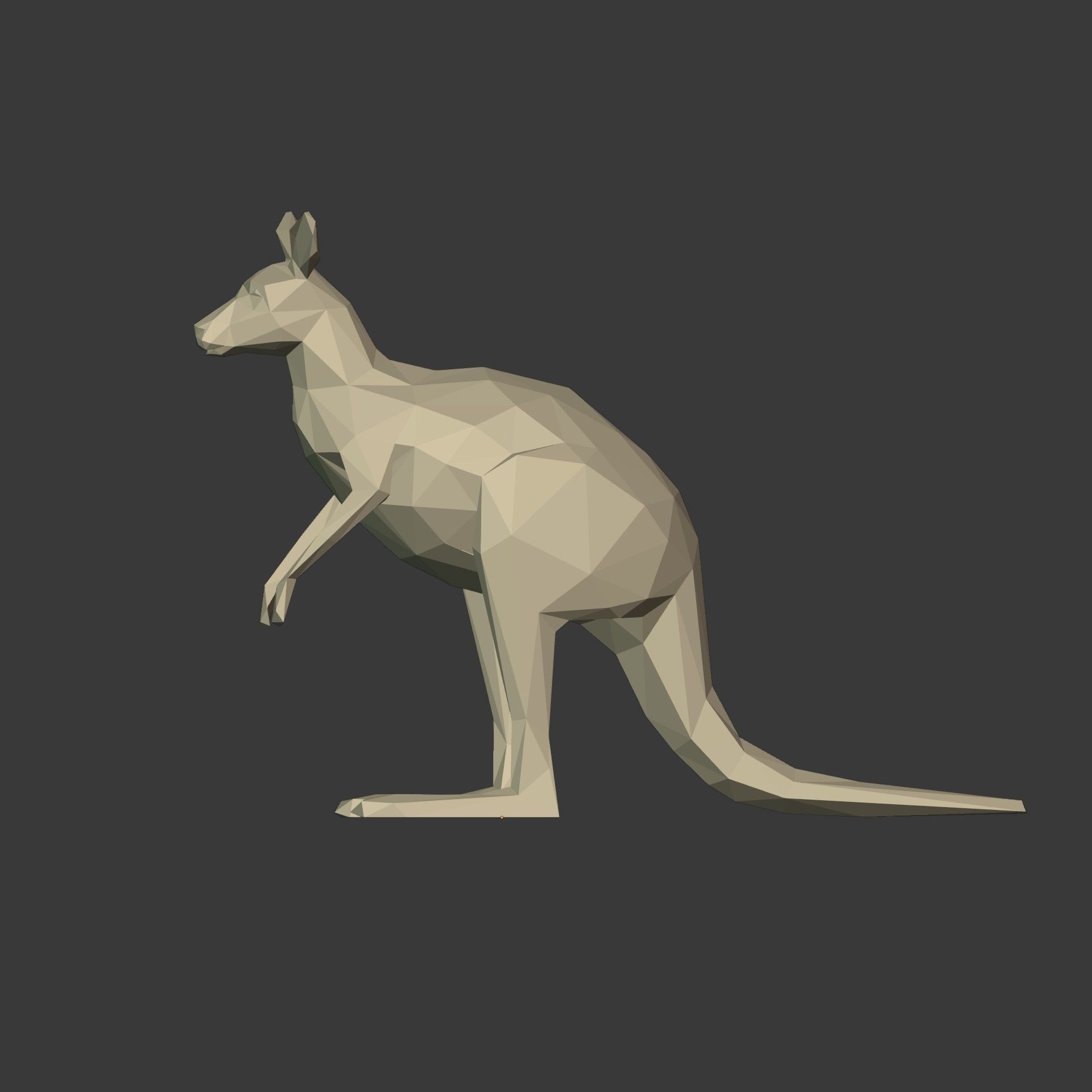 Low Poly Cartoon Kangaroo Low-poly 3D model_3