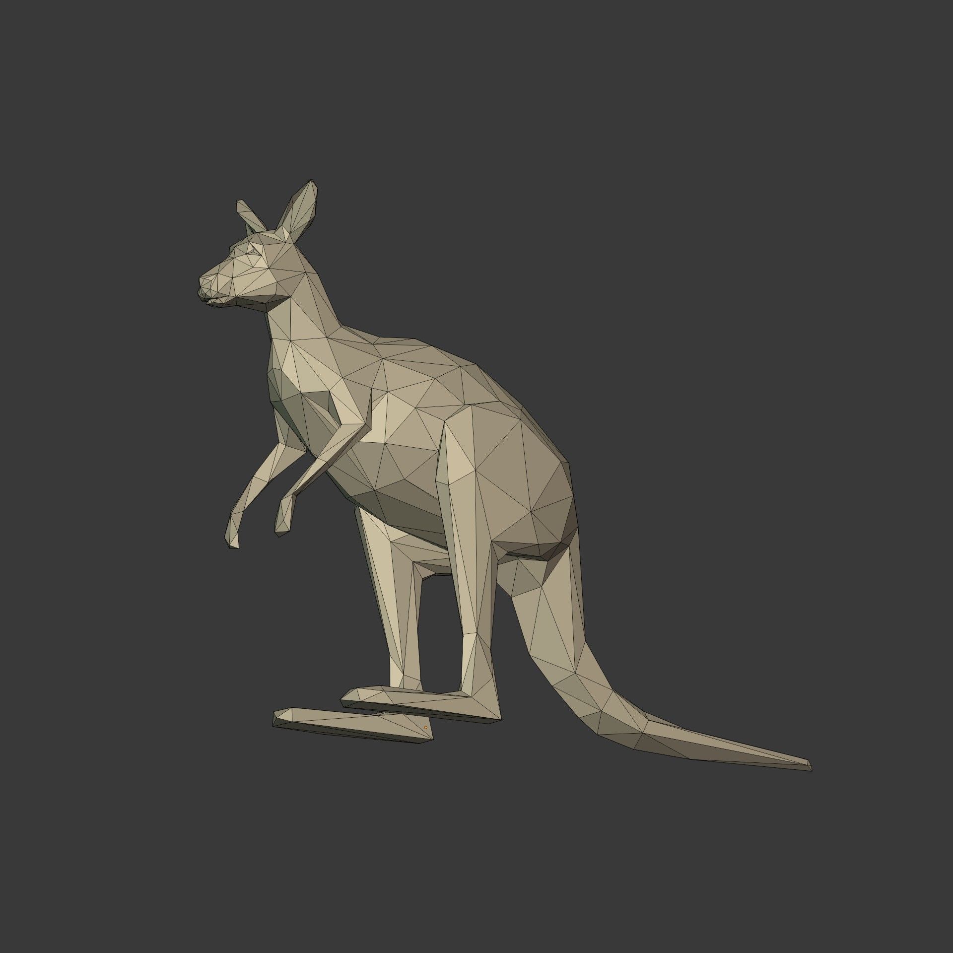 Low Poly Cartoon Kangaroo Low-poly 3D model_12
