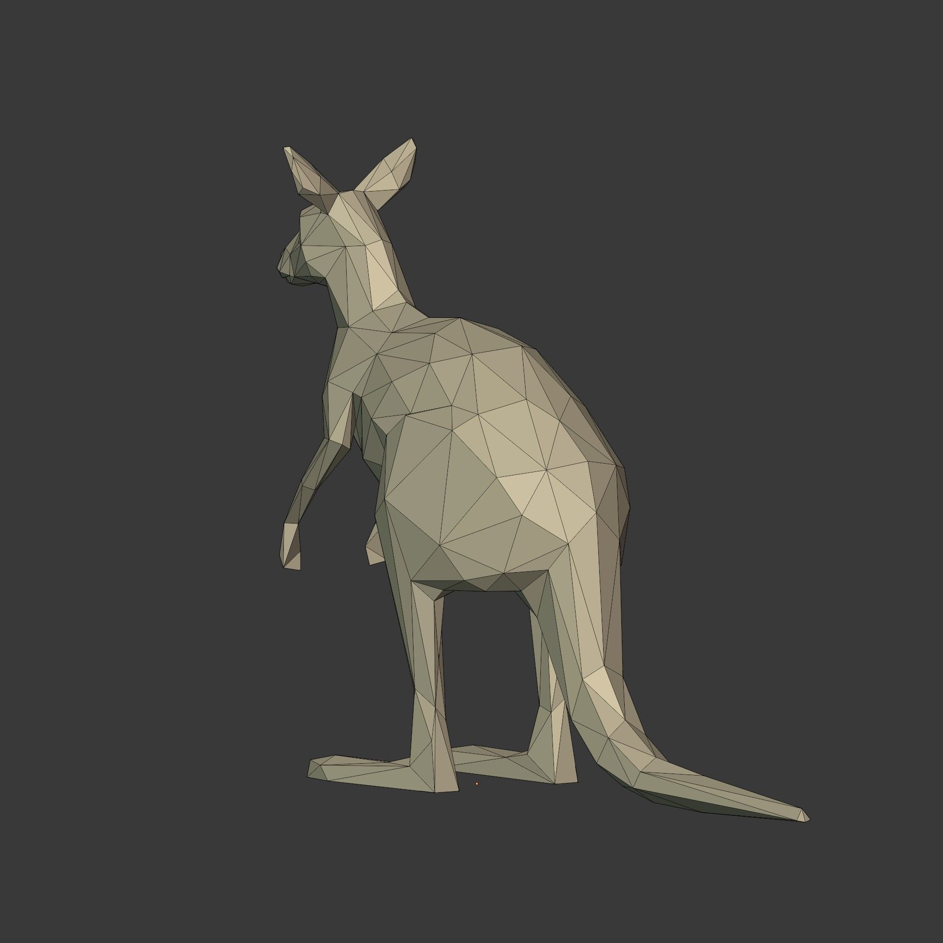 Low Poly Cartoon Kangaroo Low-poly 3D model_8