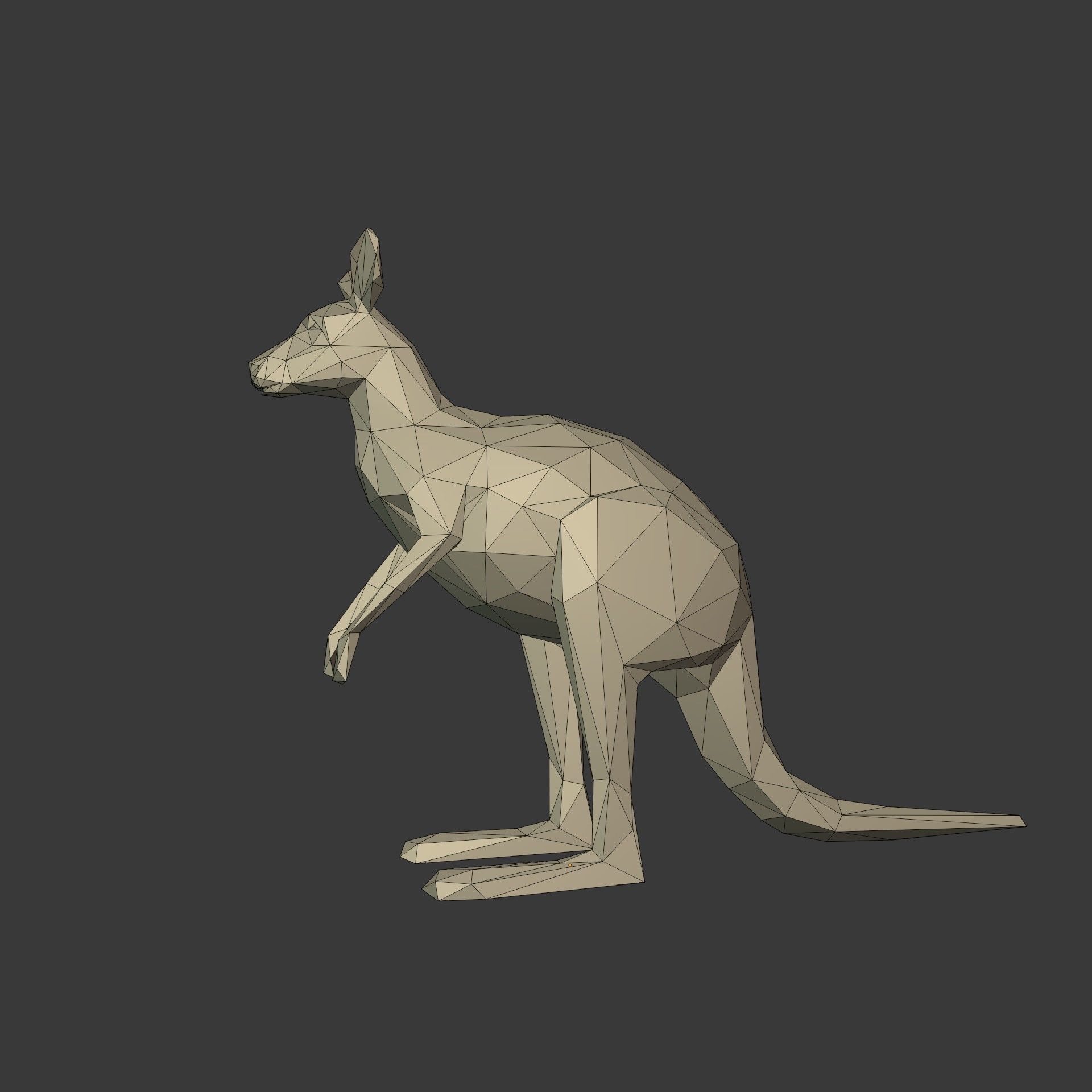 Low Poly Cartoon Kangaroo Low-poly 3D model_2