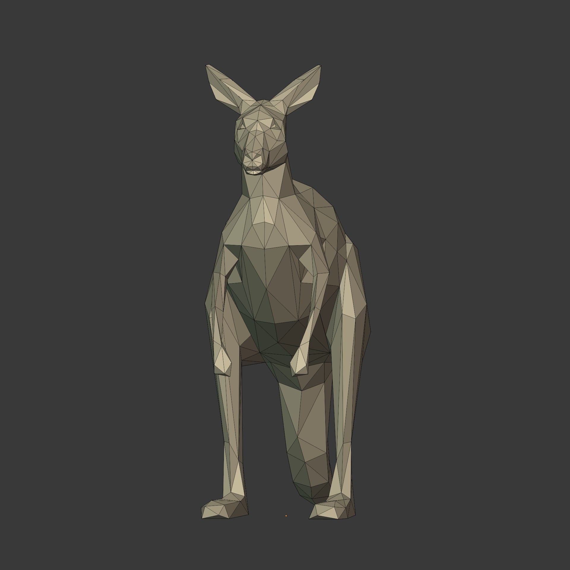 Low Poly Cartoon Kangaroo Low-poly 3D model_6