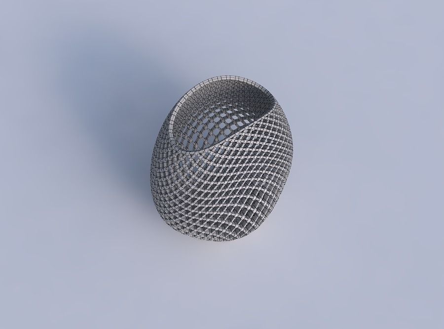 Bowl compressed with fine diagonal grid lattice 3D print model_6