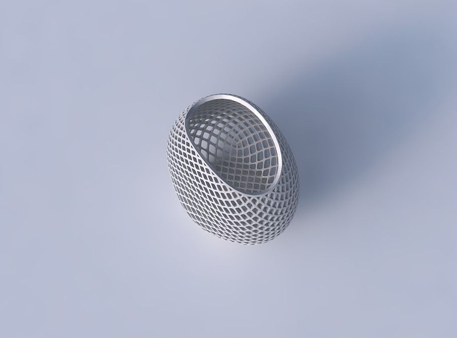 Bowl compressed with fine diagonal grid lattice 3D print model_2