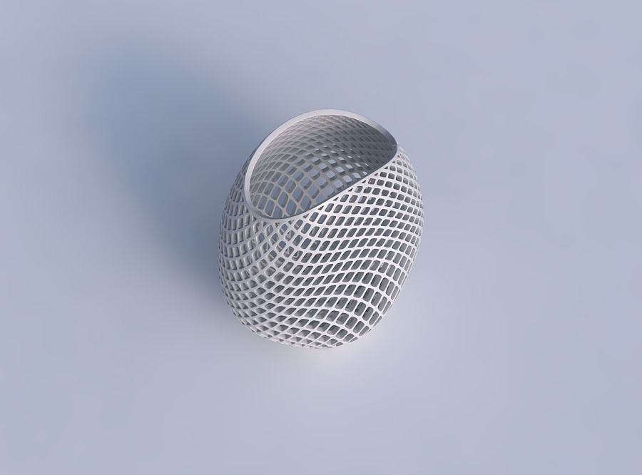 Bowl compressed with fine diagonal grid lattice 3D print model_1