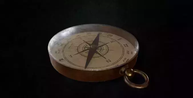 Old Brass Compass 3D model