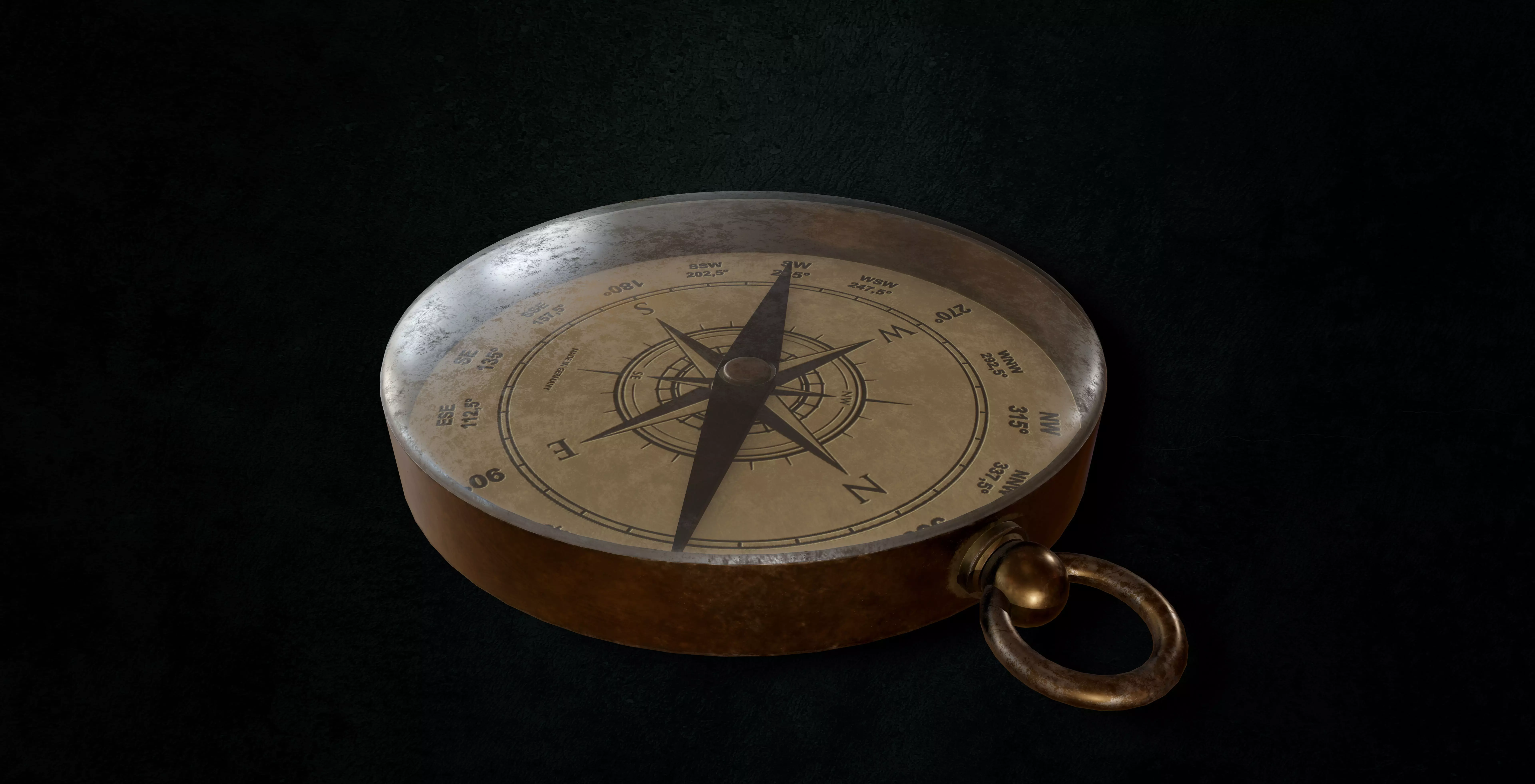 Old Brass Compass 3D model Low-poly 3D model_0