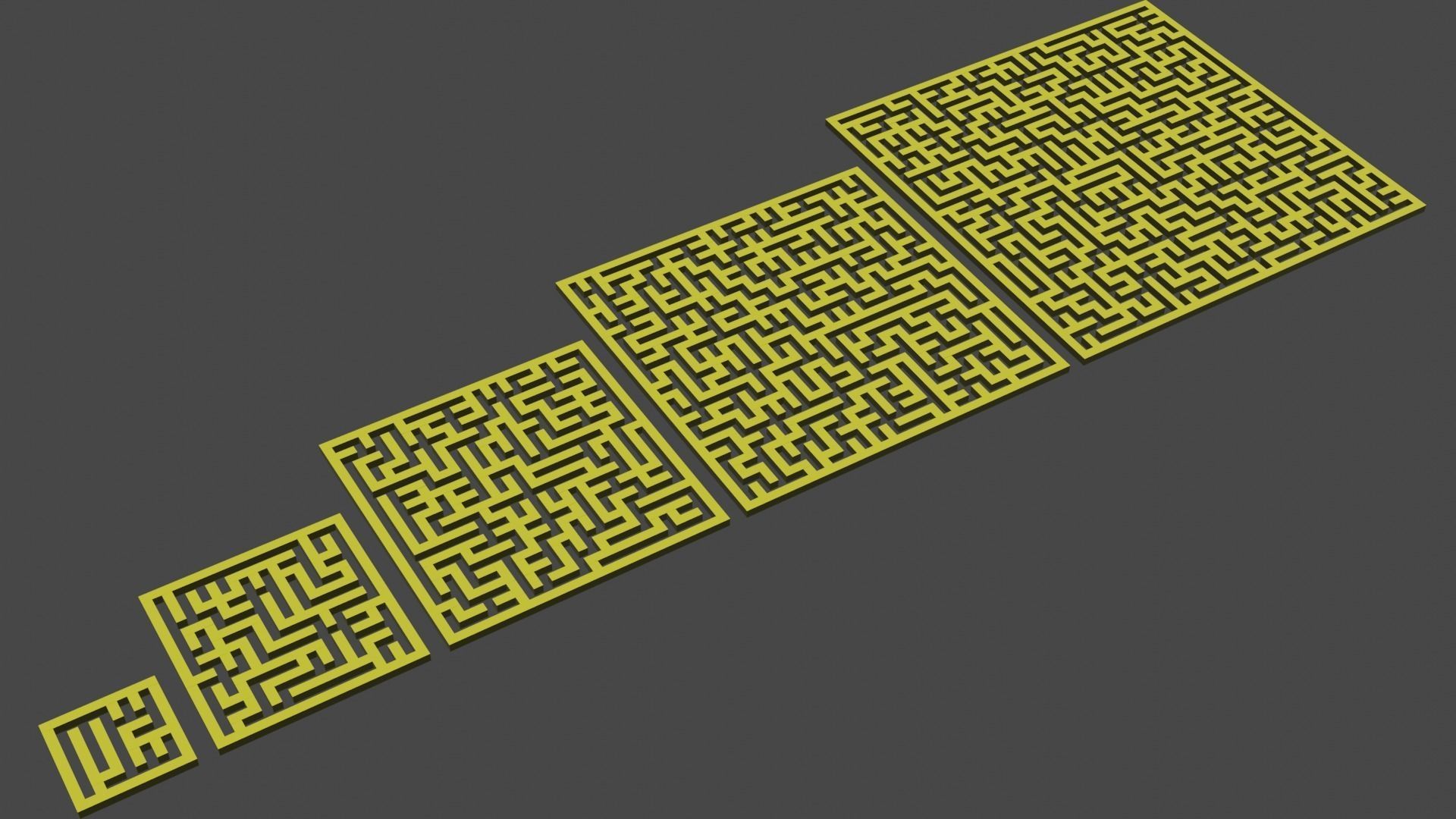 Low Poly Smart mazes collection 11x11 to 51x51 Low-poly 3D model_8