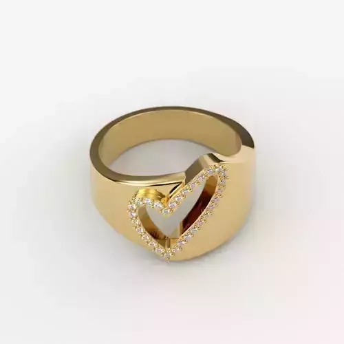 Women ring heart with gems 3dm stl