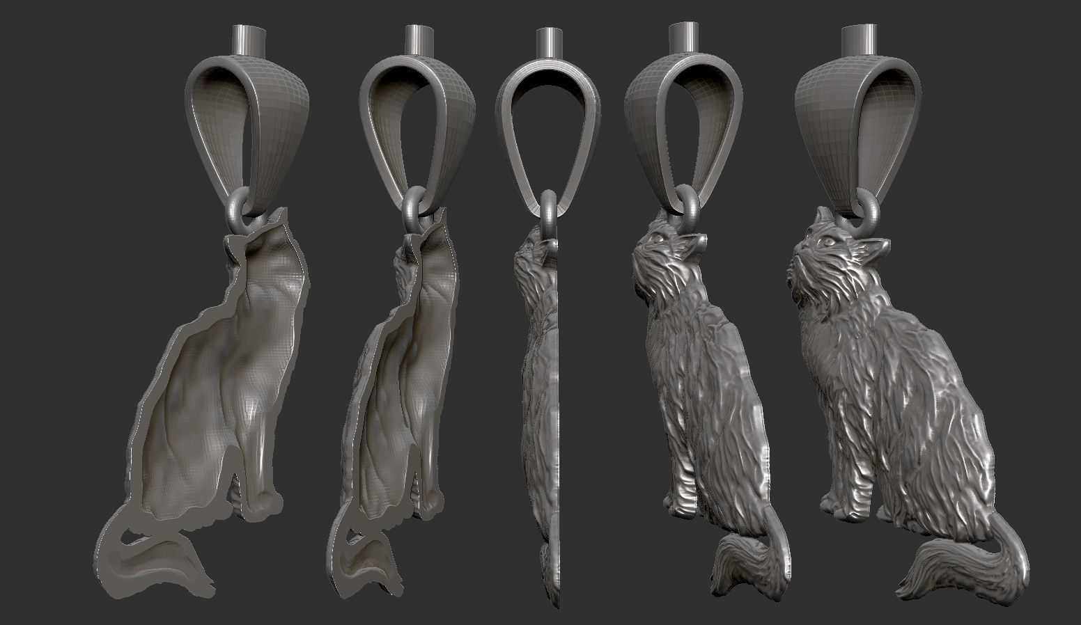 Cat Pendant  3D print model_4