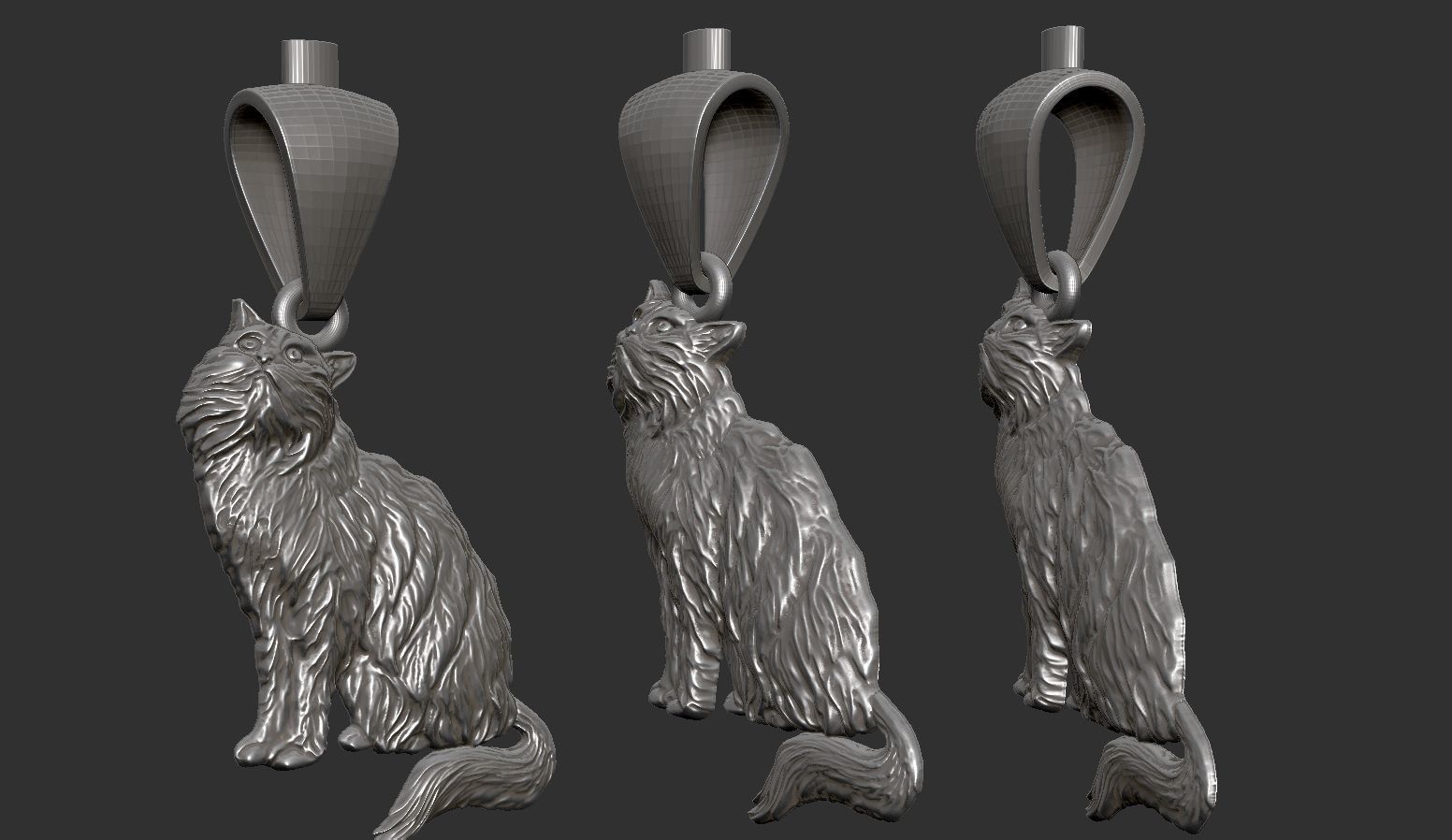 Cat Pendant  3D print model_3