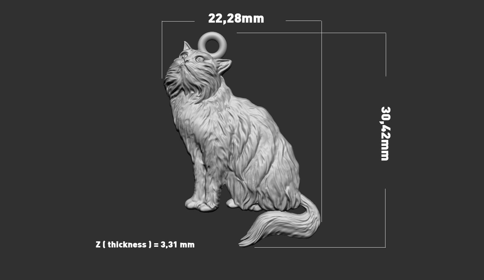Cat Pendant  3D print model_1