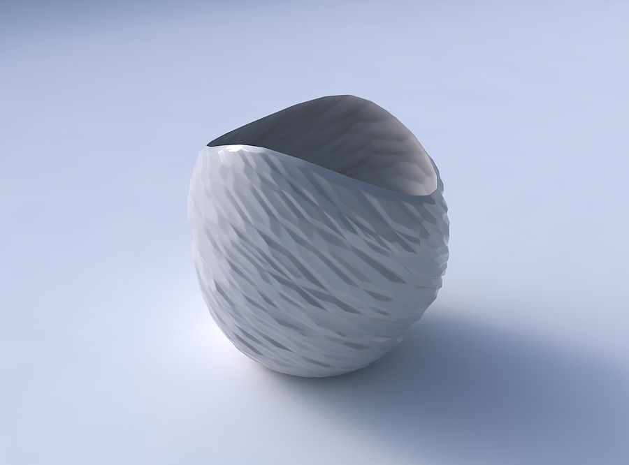 Bowl compressed 3 with twisted rocky bulges 3D print model_3