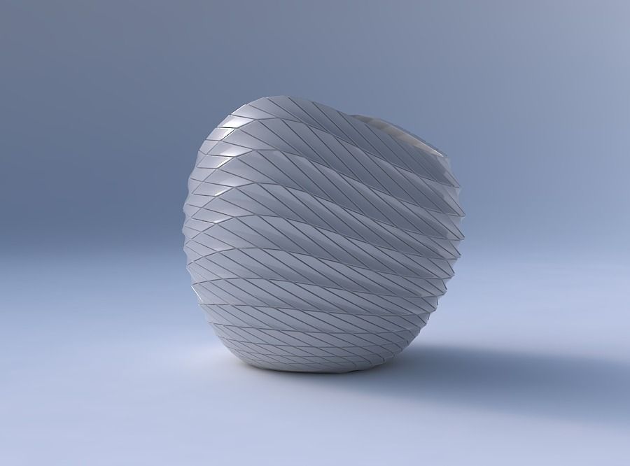 Bowl compressed 3 with twisted grid plates 3D print model_4