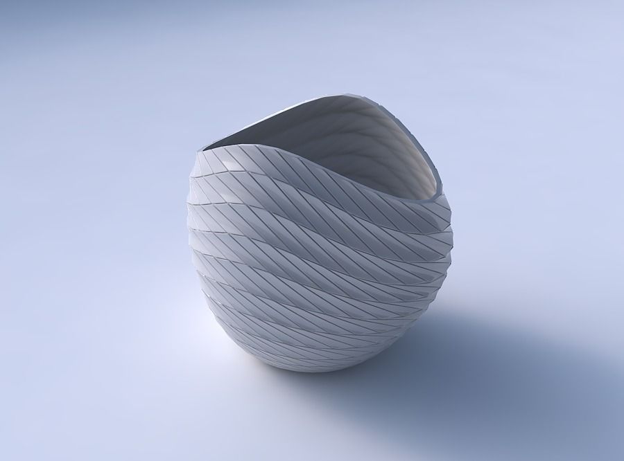 Bowl compressed 3 with twisted grid plates 3D print model_3