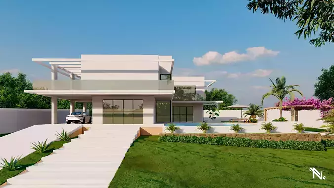 Archviz - Modern White House 01