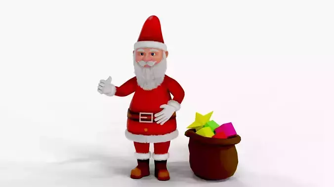 Fur Cartoon Santa Claus with gifts