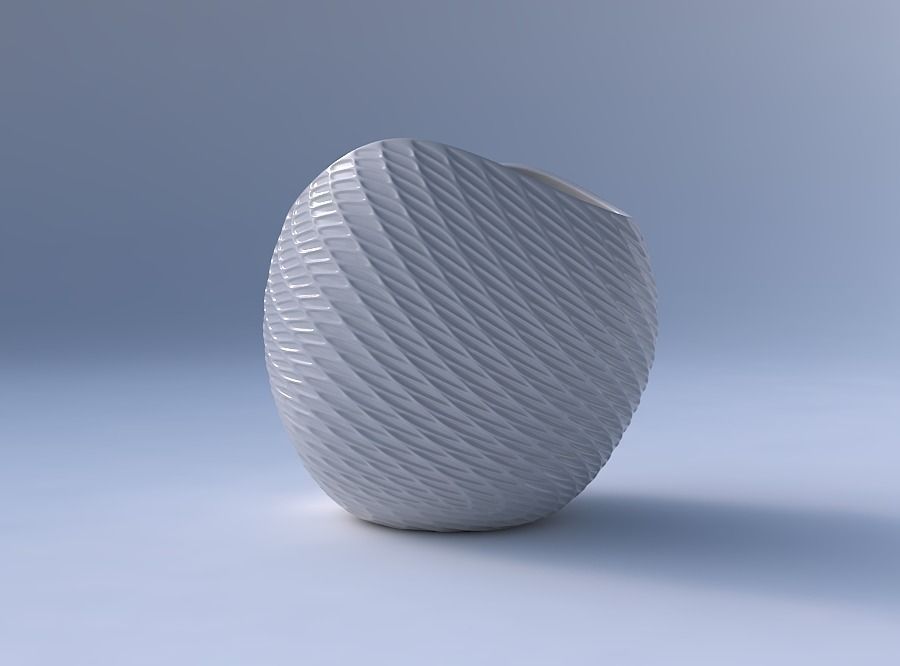 Bowl compressed 3 with twisted diagonal grid dents 3D print model_4