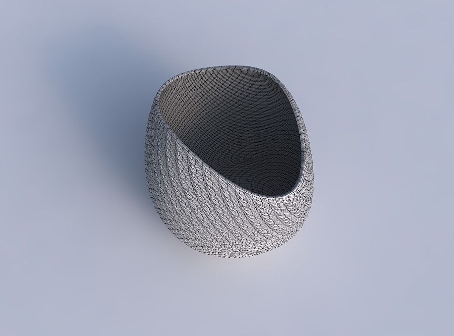 Bowl compressed 3 with twisted diagonal grid dents 3D print model_6