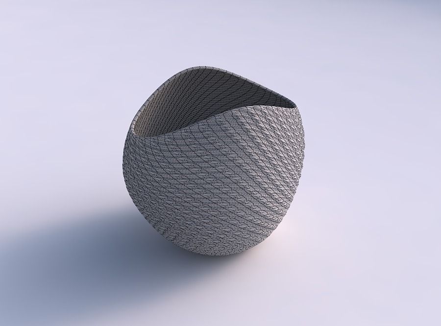 Bowl compressed 3 with twisted diagonal grid dents 3D print model_5