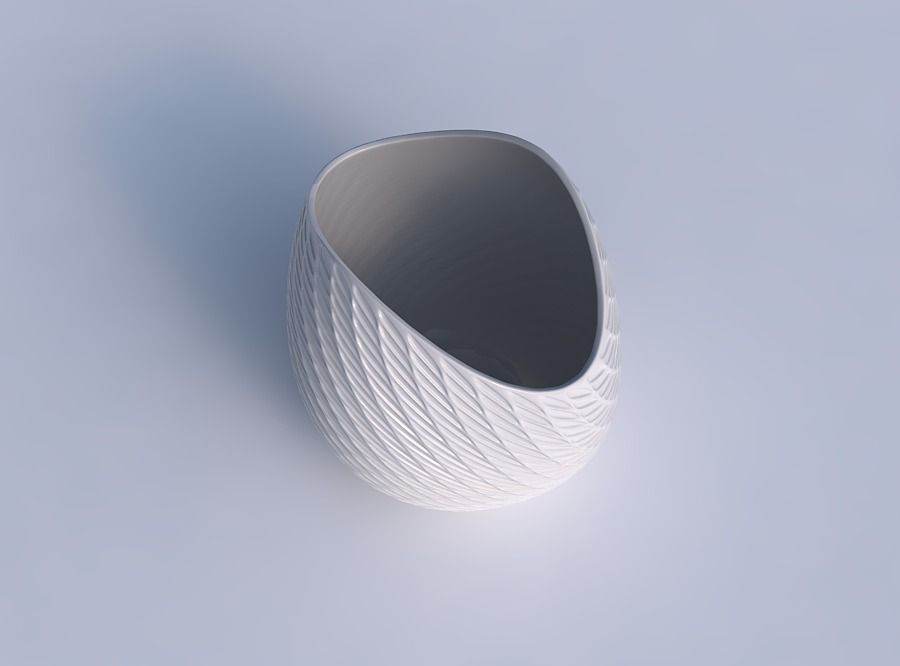 Bowl compressed 3 with twisted diagonal grid dents 3D print model_1
