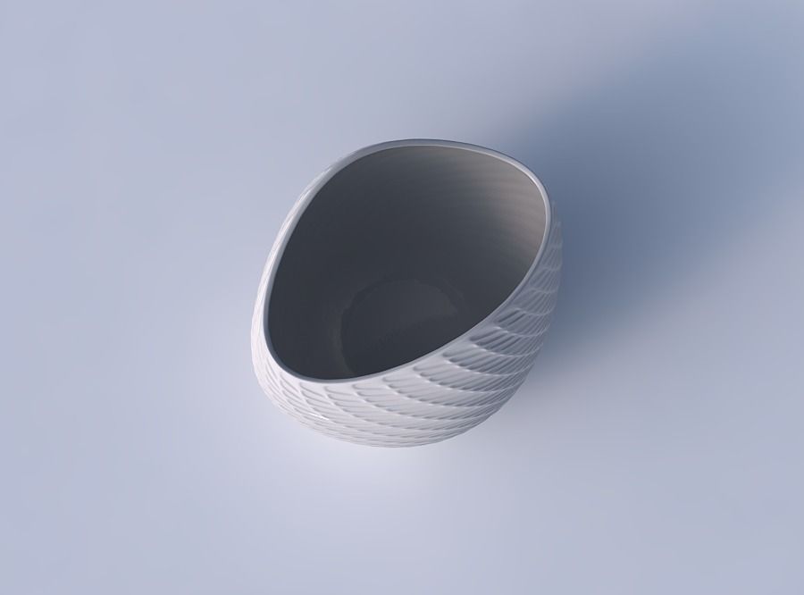 Bowl compressed 3 with twisted diagonal grid dents 3D print model_2